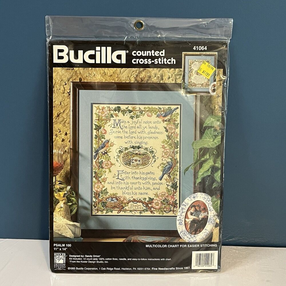 Vintage Bucilla "Psalm 100" Counted Cross Stitch #41064 Sealed